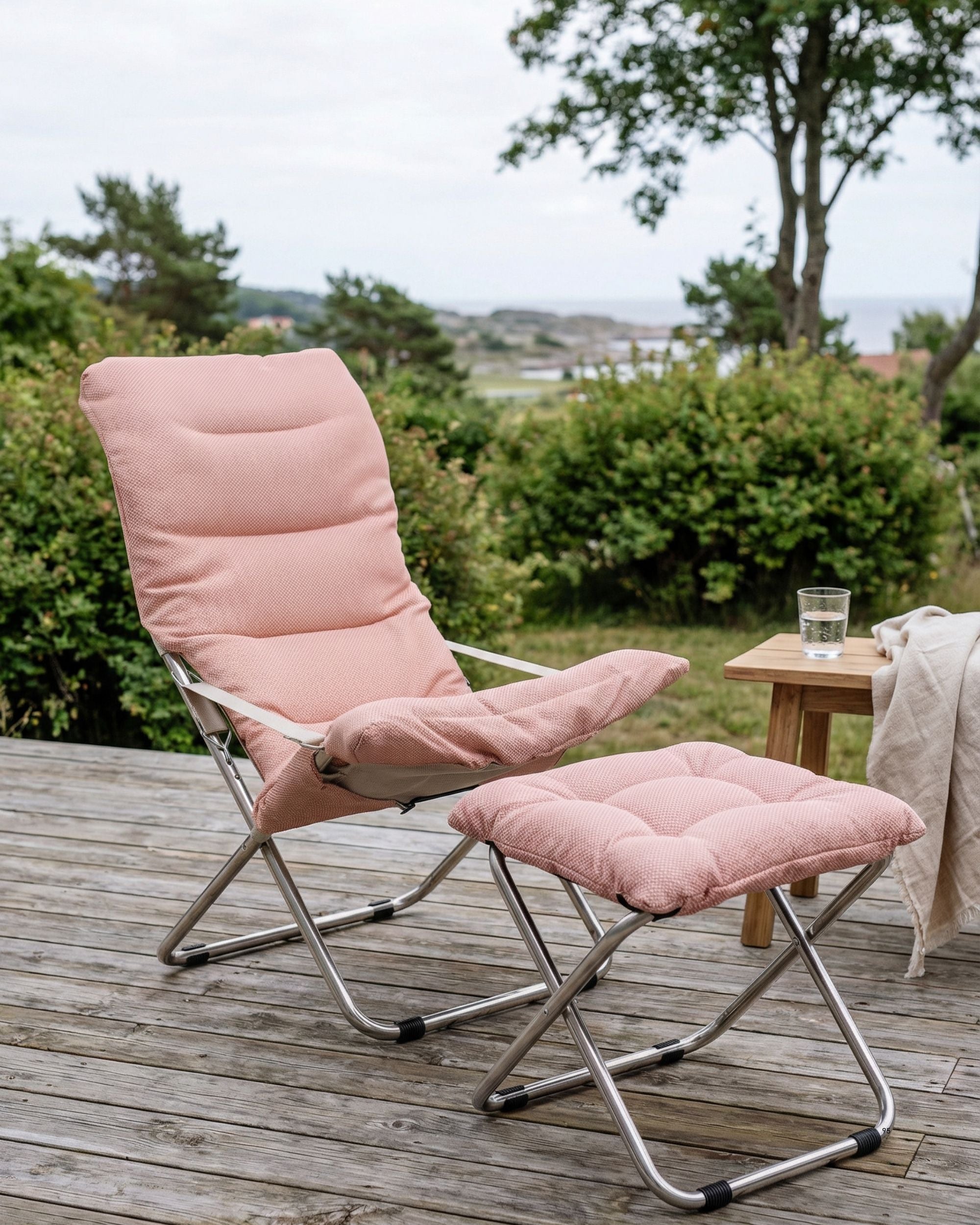 Sett med solstol og skammel, Antique Rose, fra FIAM