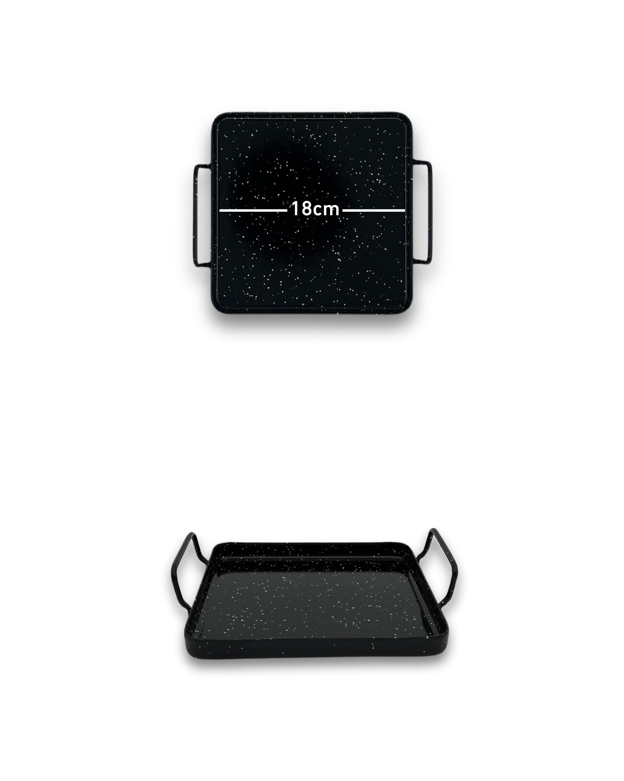 Emaljerte kvadratiske fat fra Vaello