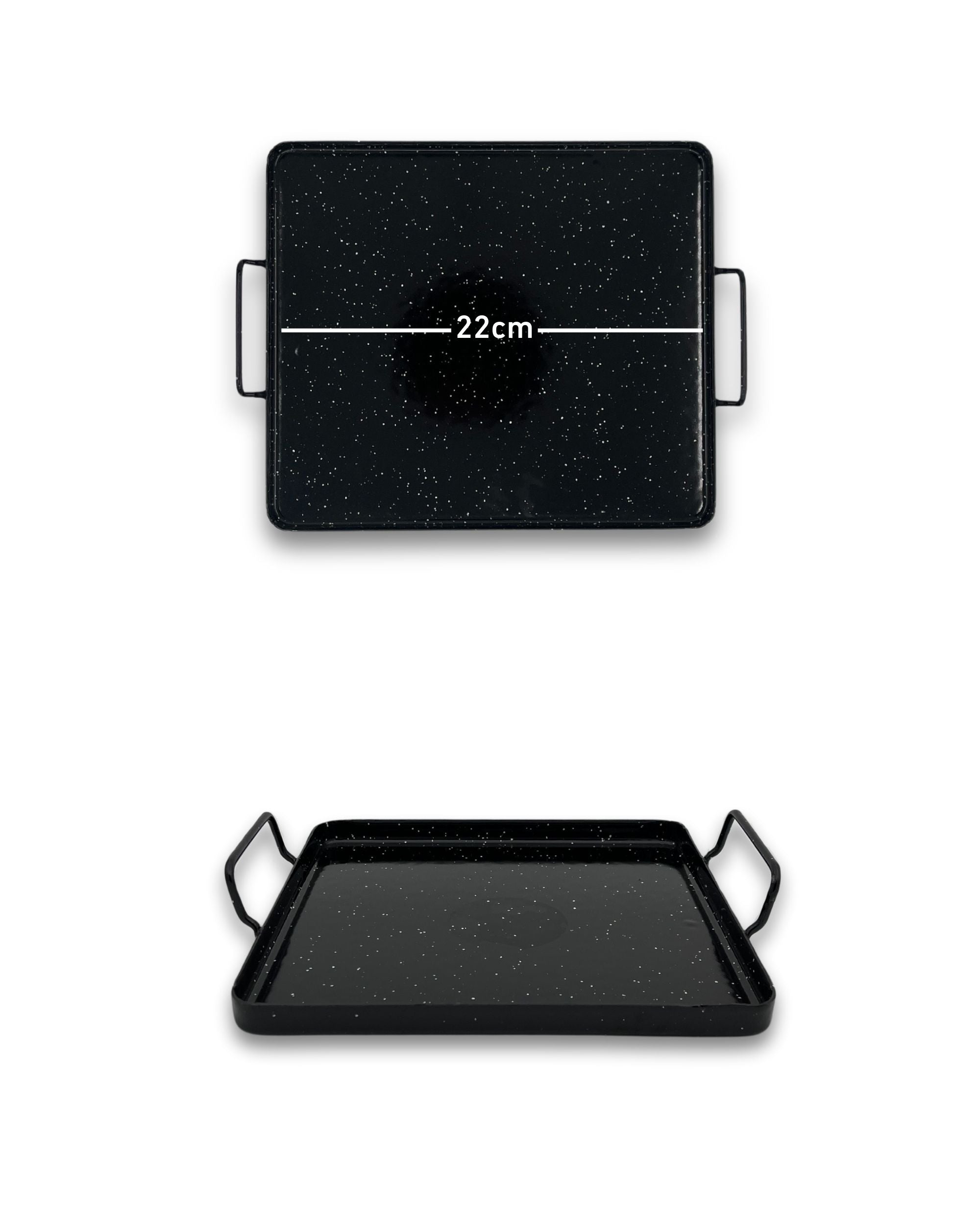 Emaljerte kvadratiske fat fra Vaello