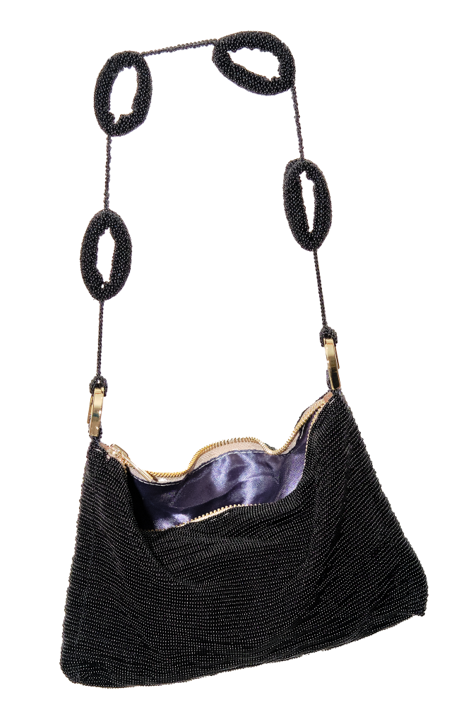 Beaded Loop Link Baguette - Black