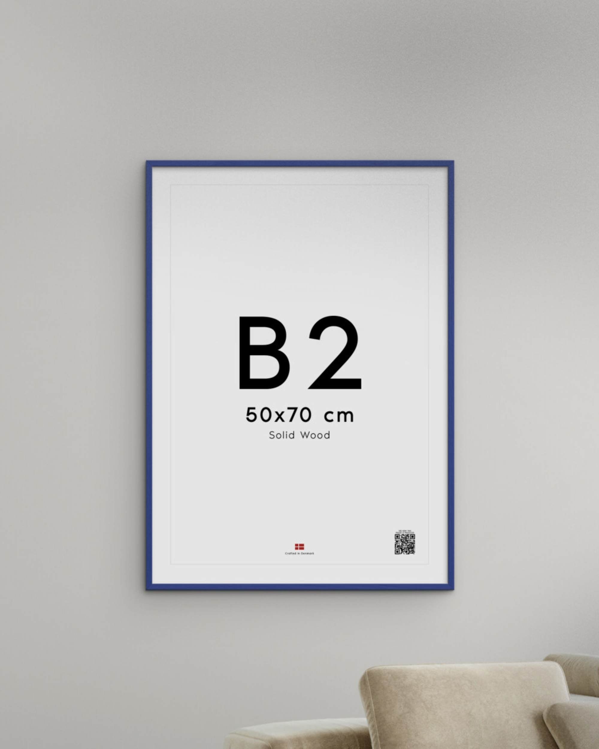 Blå bilderamme i heltre og glass fra Poster & Frame