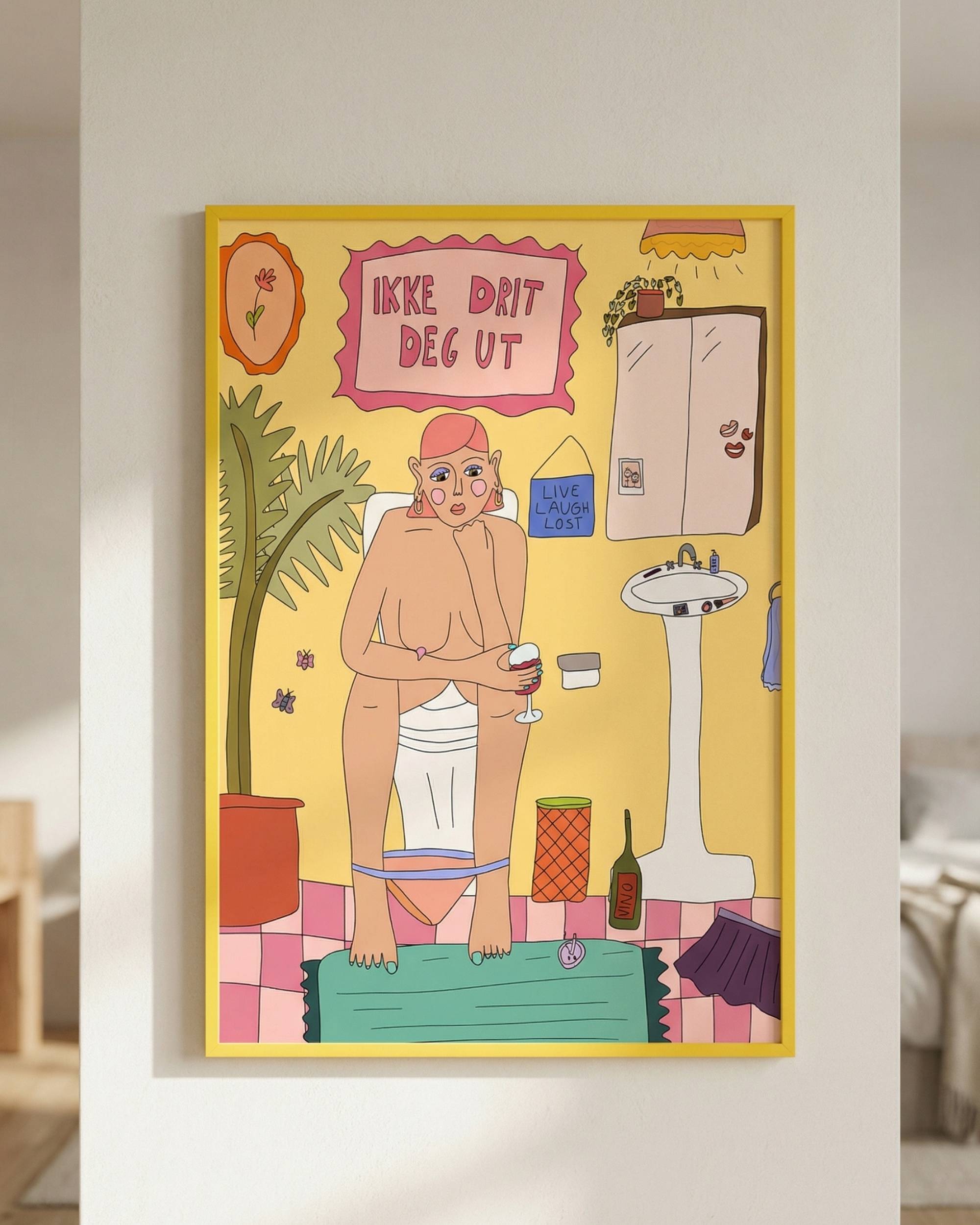 Print til vegg, norsk kunst, motiv: Ikke drit deg ut