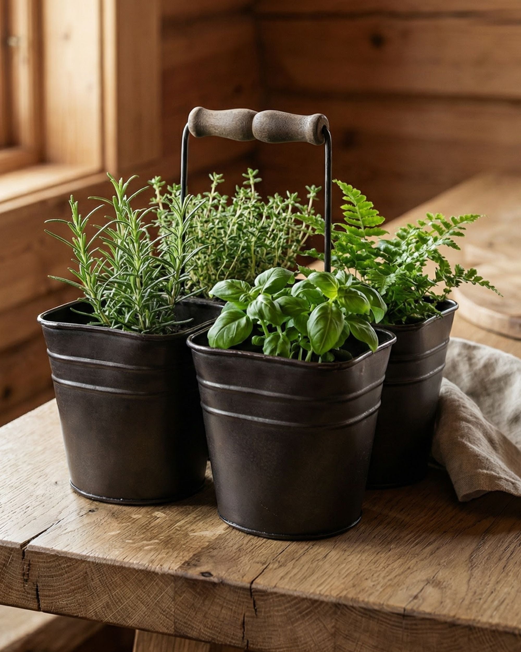 Jernpotter sammensatte 4 stk i mørk finish fra Sjælsø Nordic