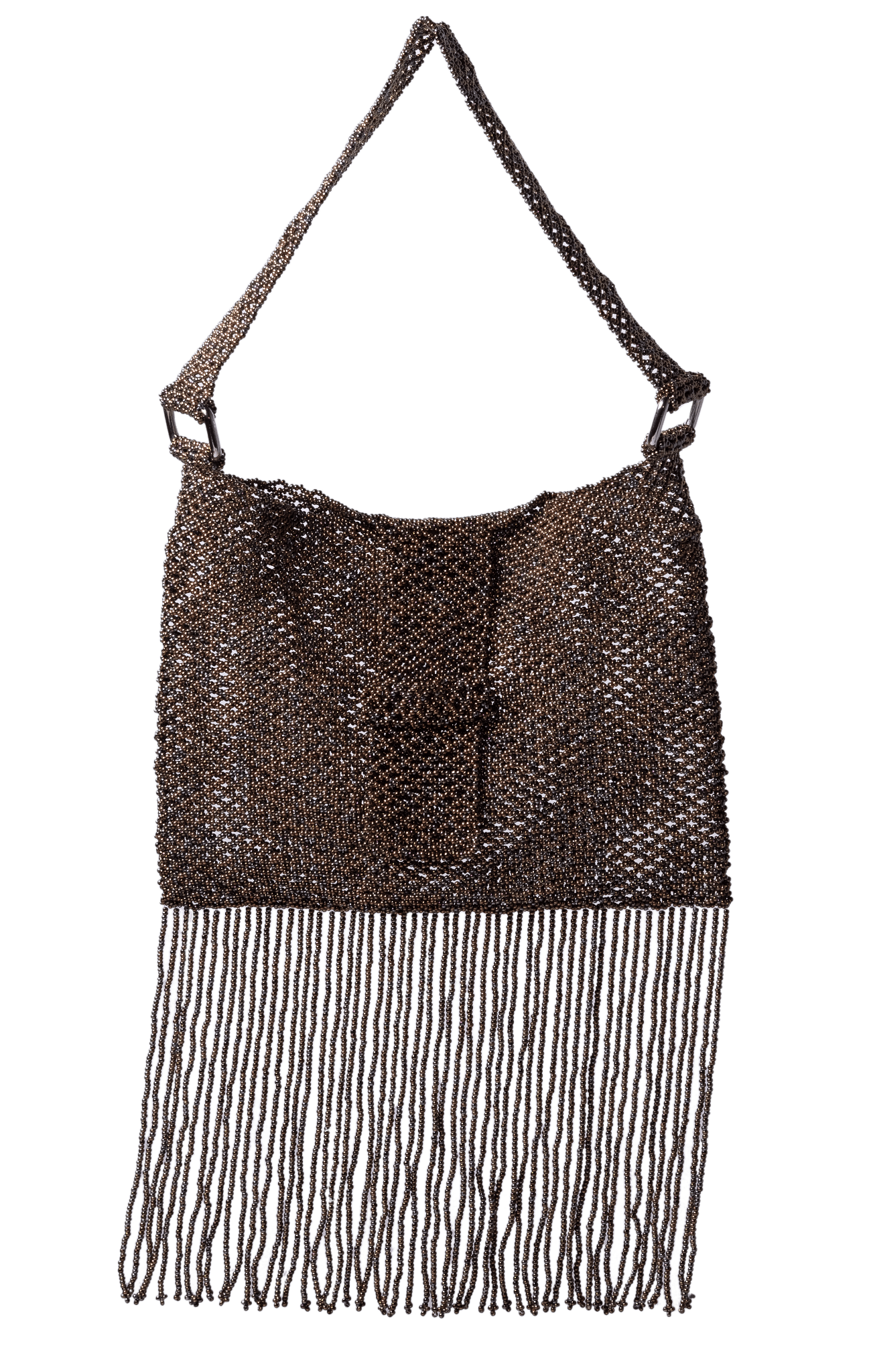 Folded Fringe Shoulder Bag - Mixed Bronze