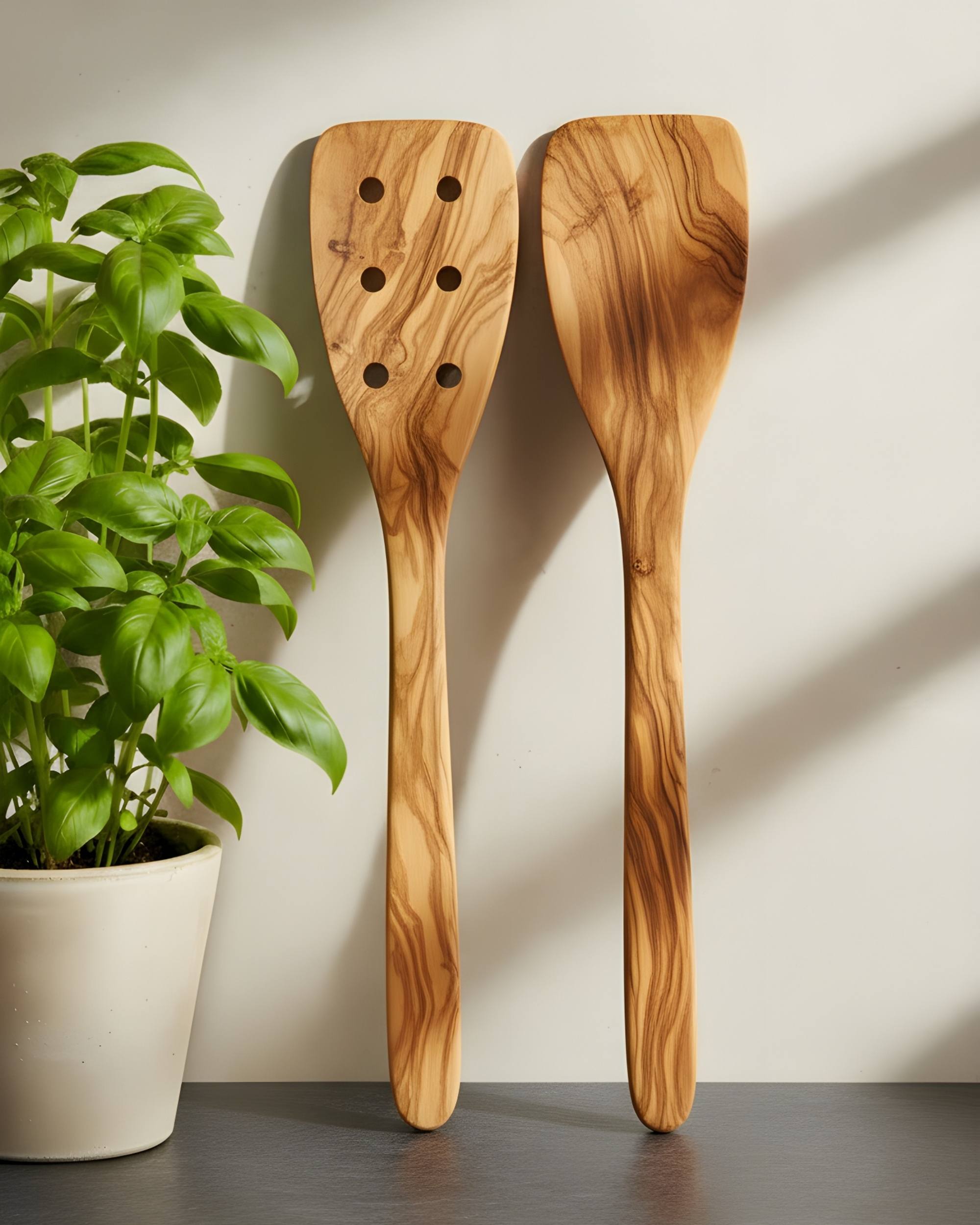 Stekespade med hull i tre fra OlivArte