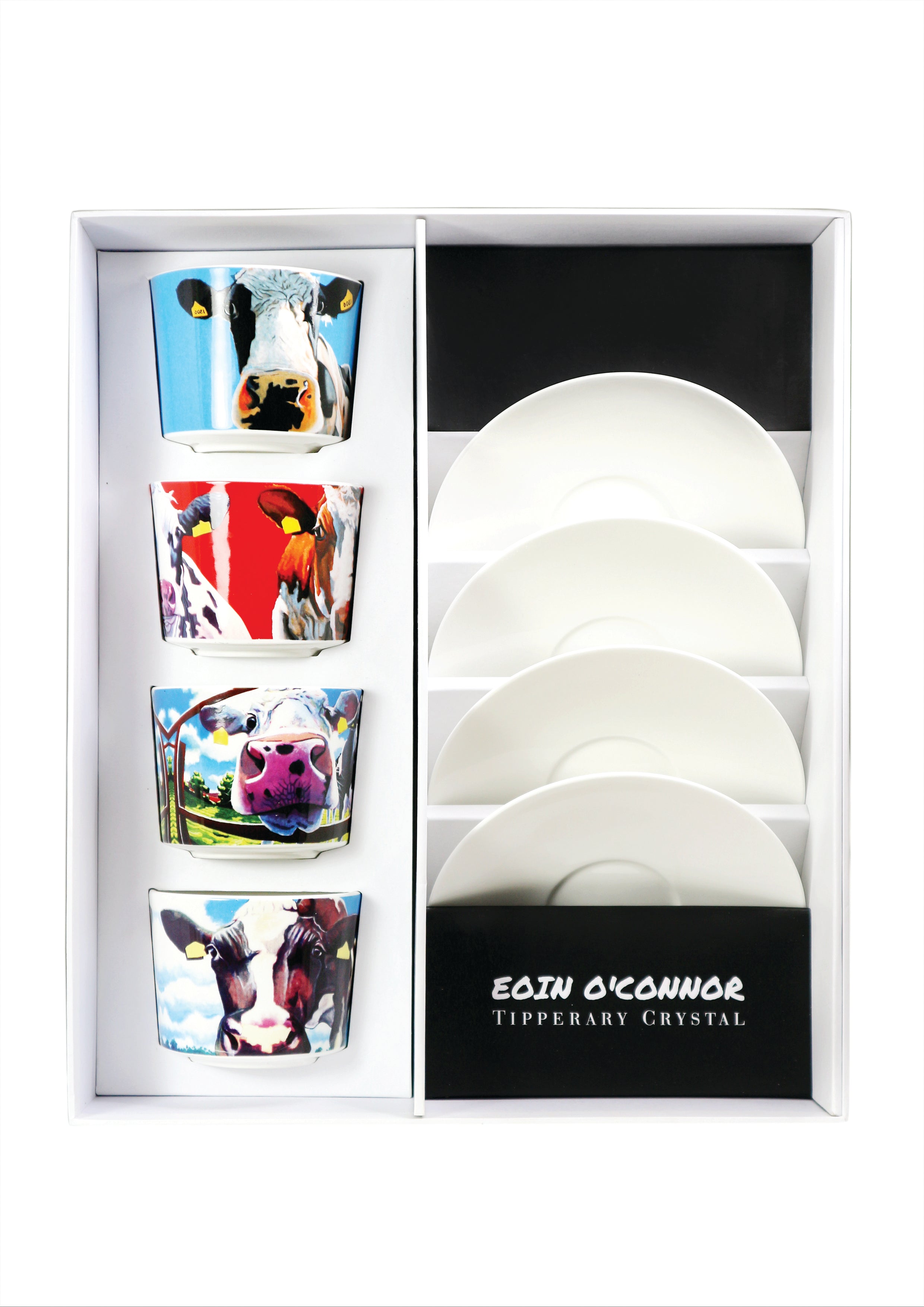 Sett med 4 kopper og skål fra Eoin O'Connor