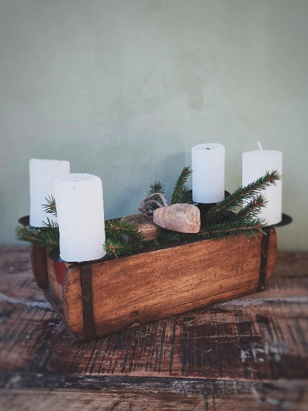 Adventsstake av murstensform til kubbelys fra Sjælsø