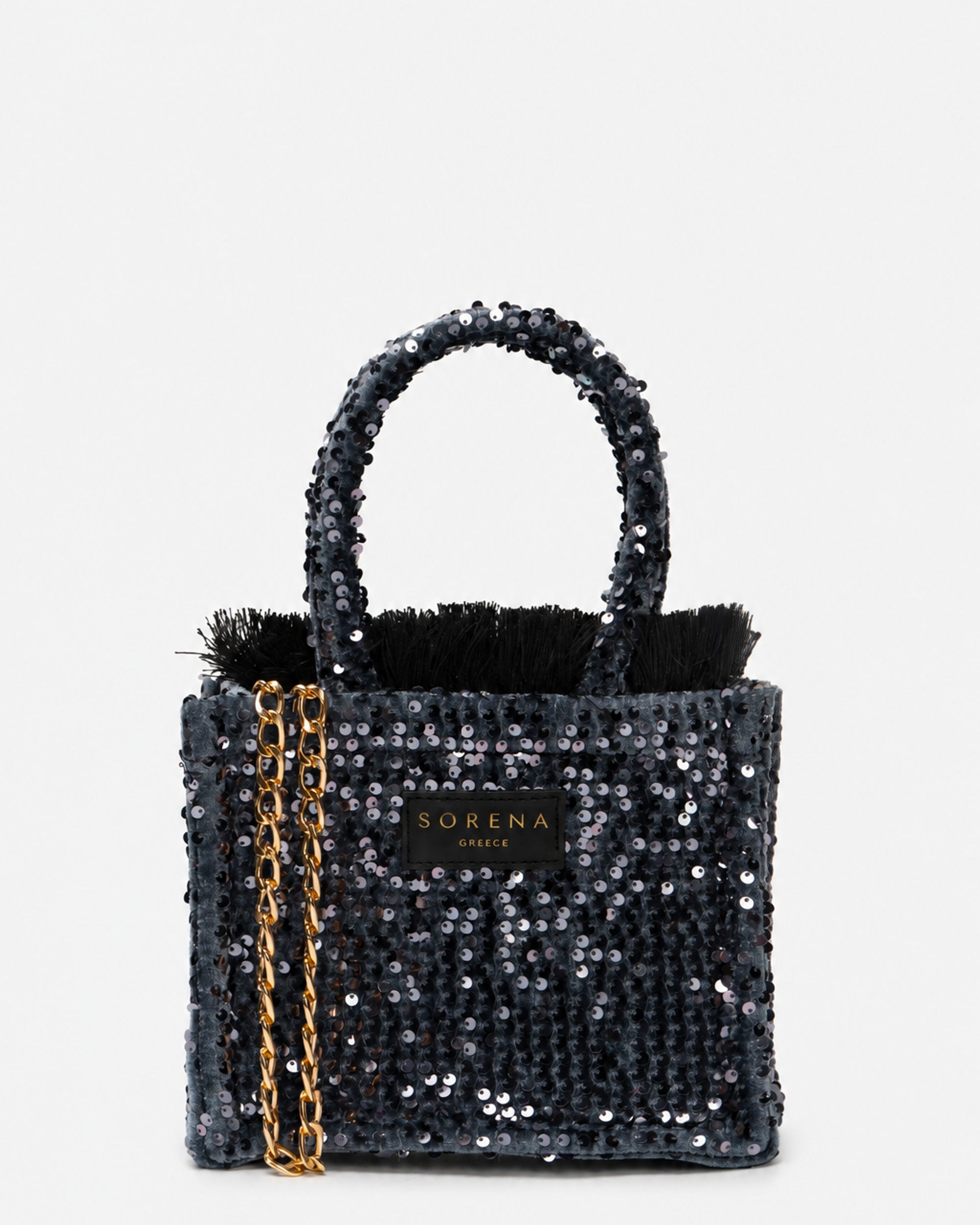 Noir Glam Mini Tote Bag fra SORENA – Veske