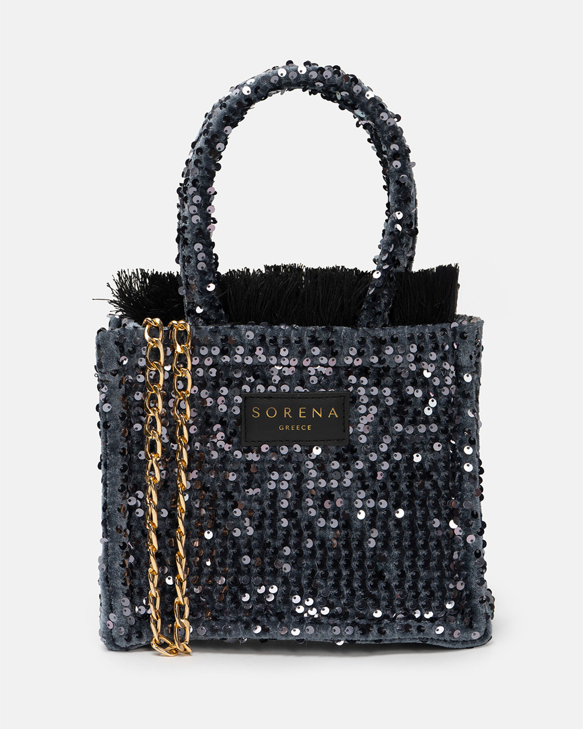 Noir Glam Mini Tote Bag fra SORENA sett forfra