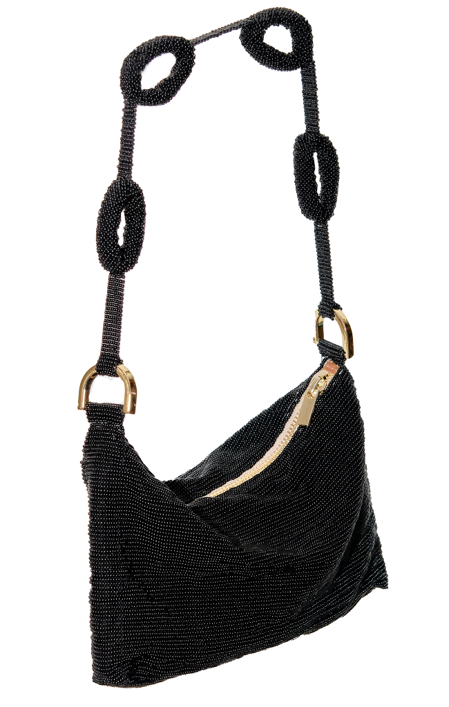 Beaded Loop Link Baguette - Black