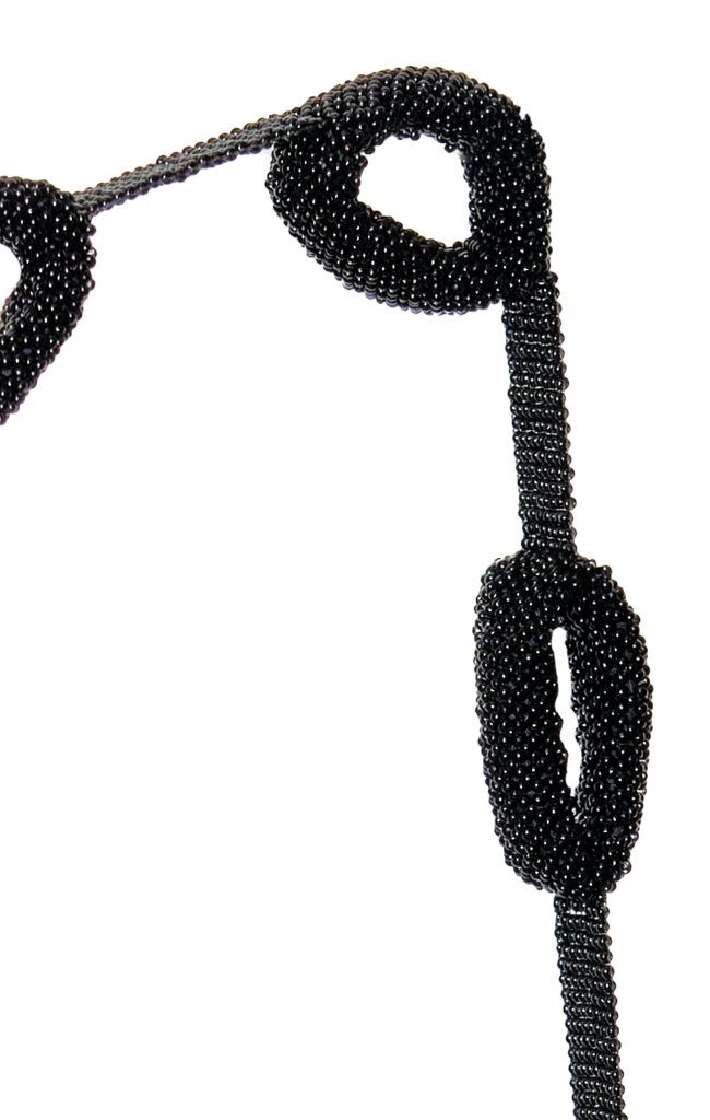 Beaded Loop Link Baguette - Black