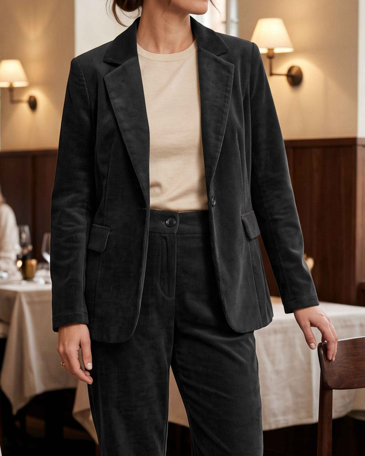 Blazer i Jersey Cord fra Catnoir, Svart