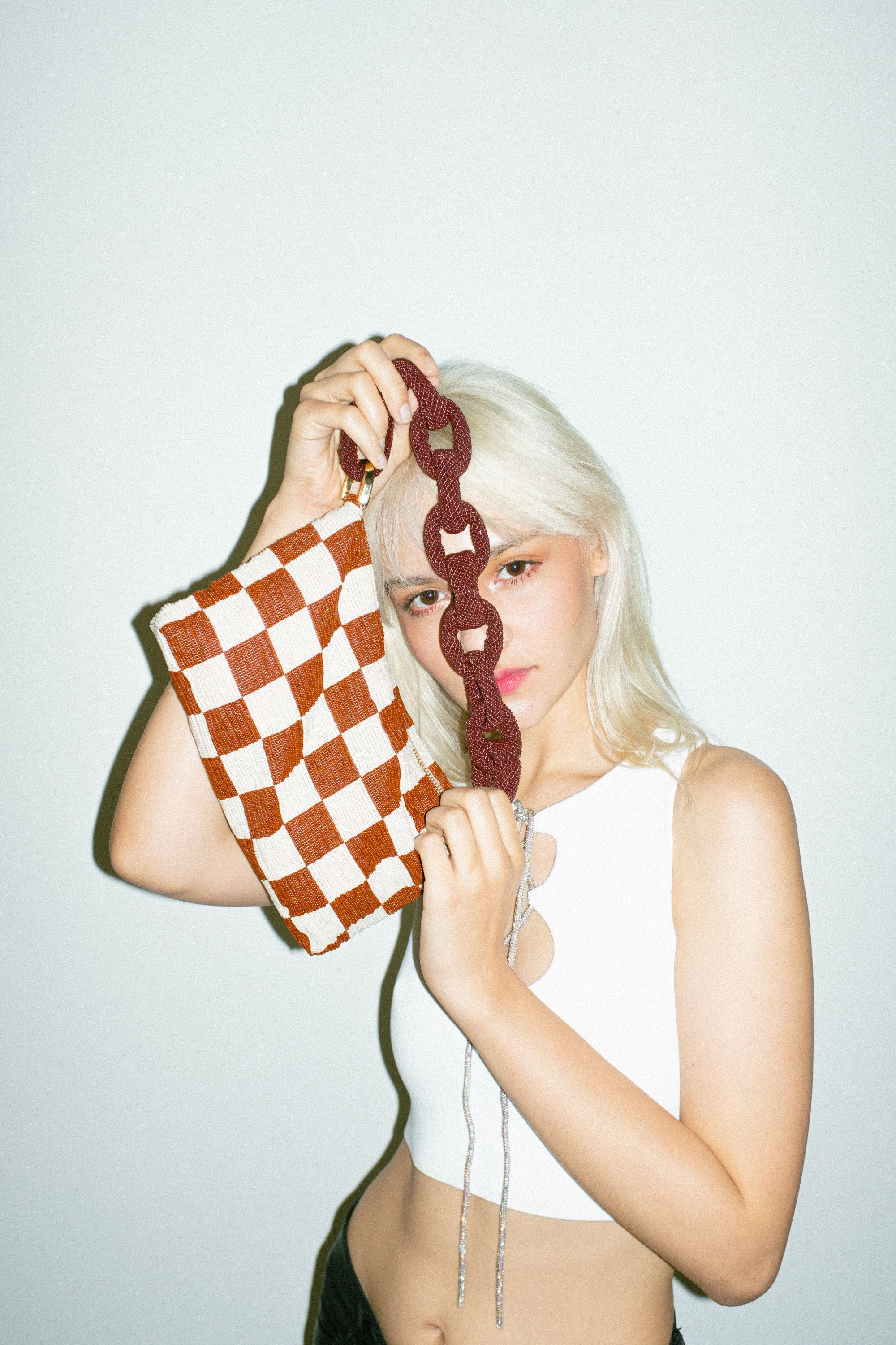 Chaquira Chain Baguette - Checkered Brown Brown