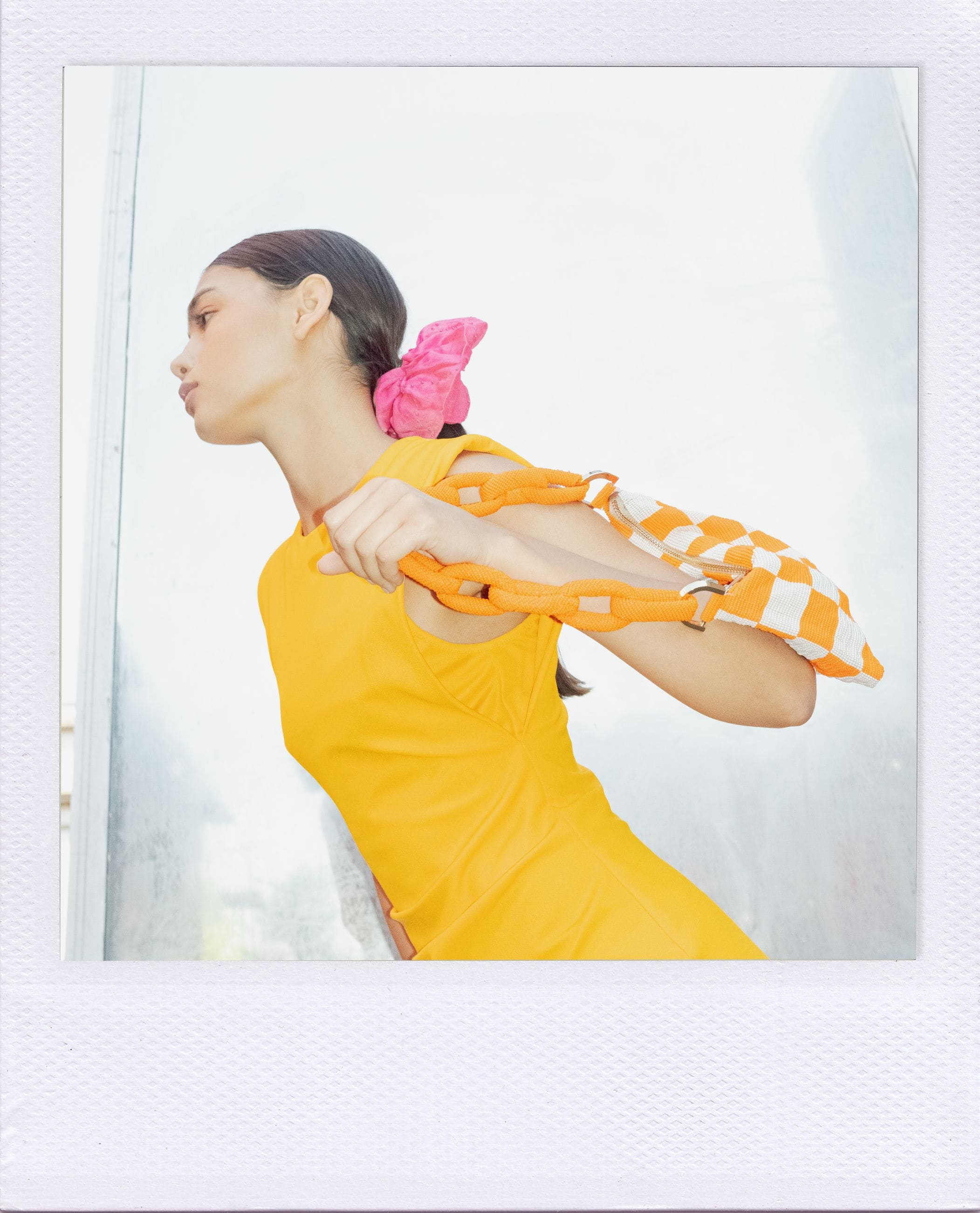 Chaquira Chain Baguette - Checkered Orange Orange