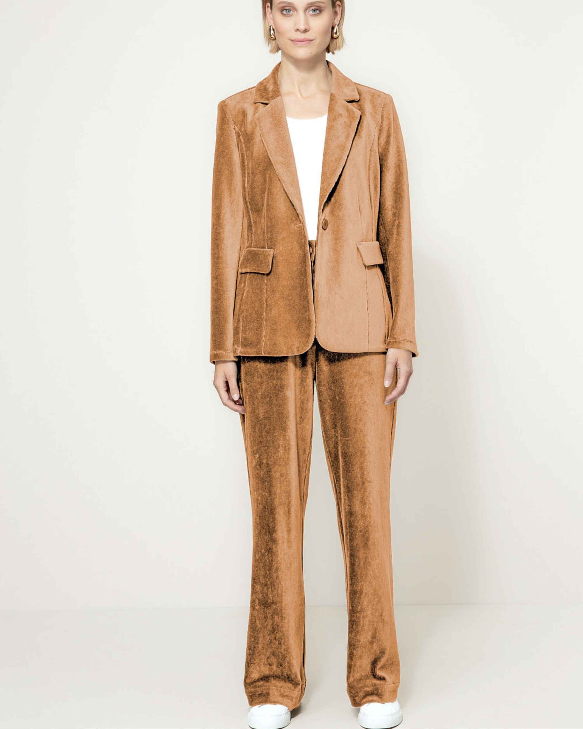 Blazer i Jersey Cord fra Catnoir, Cognac