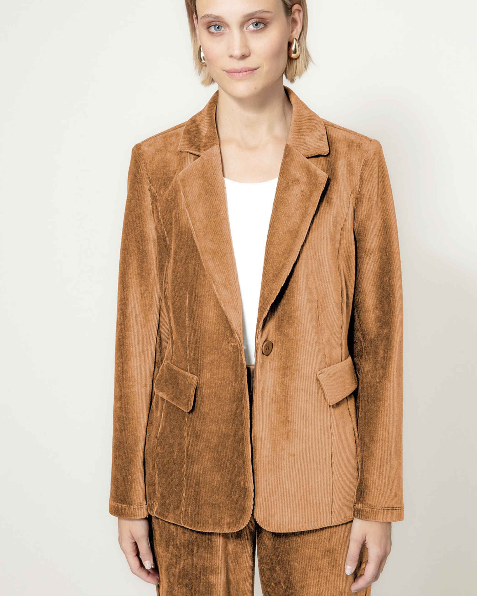 Blazer i Jersey Cord fra Catnoir, Cognac