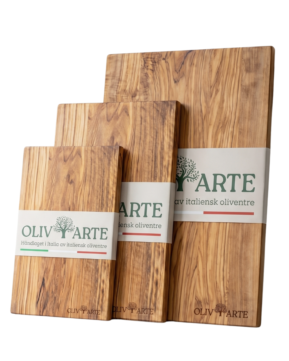 Sett med tynne skjærefjøler i tre fra OlivArte
