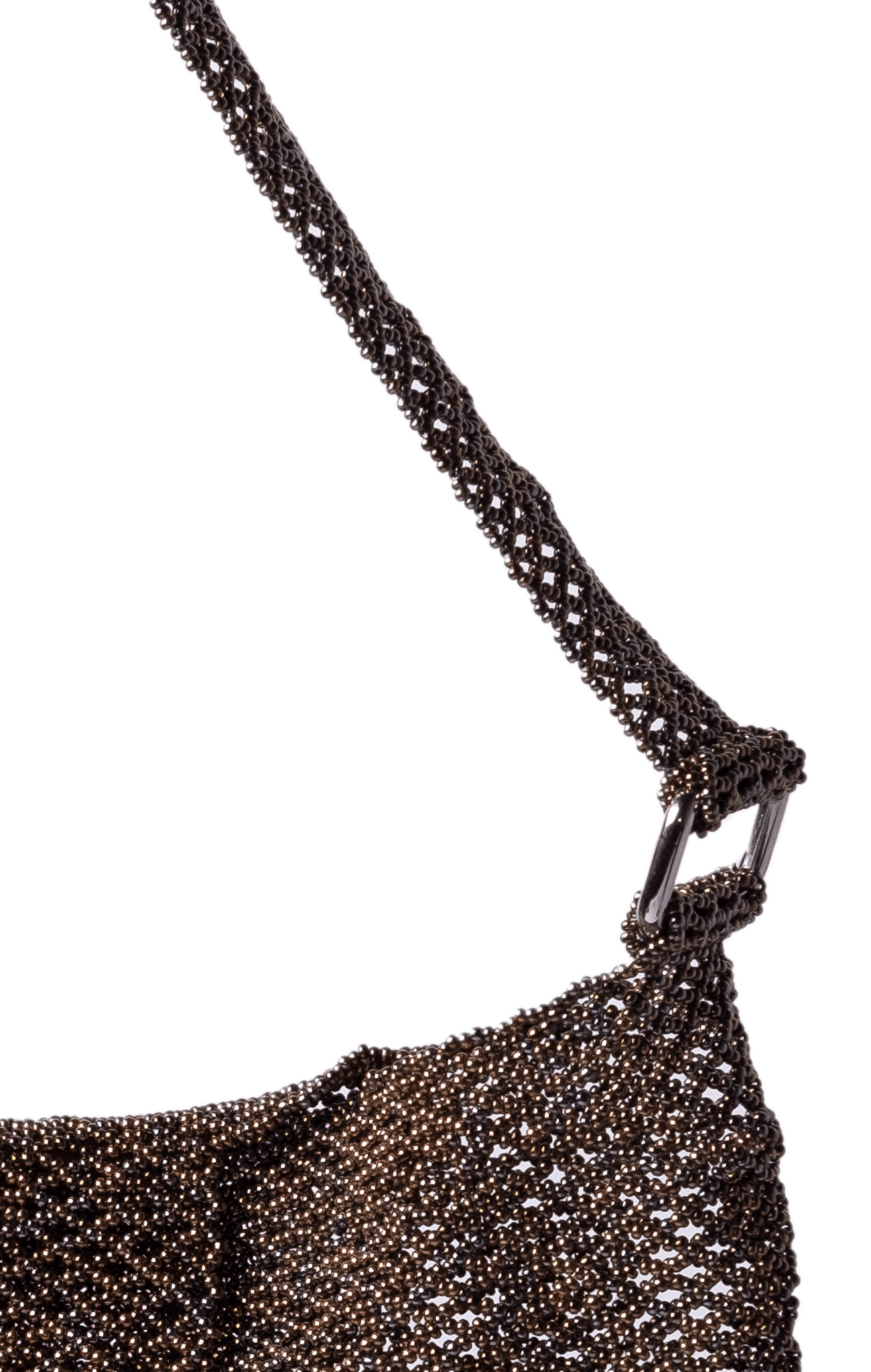 Folded Fringe Shoulder Bag - Mixed Bronze