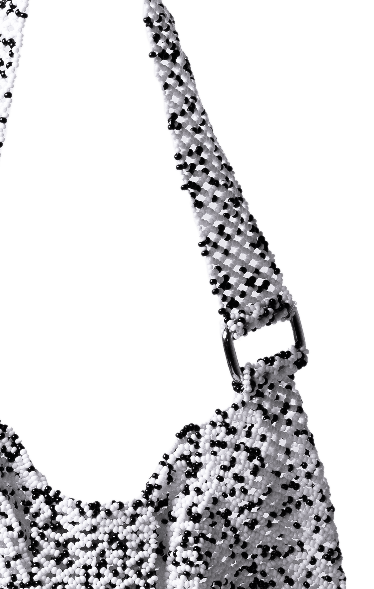 Folded Fringe Shoulder Bag - Salt & Pepper