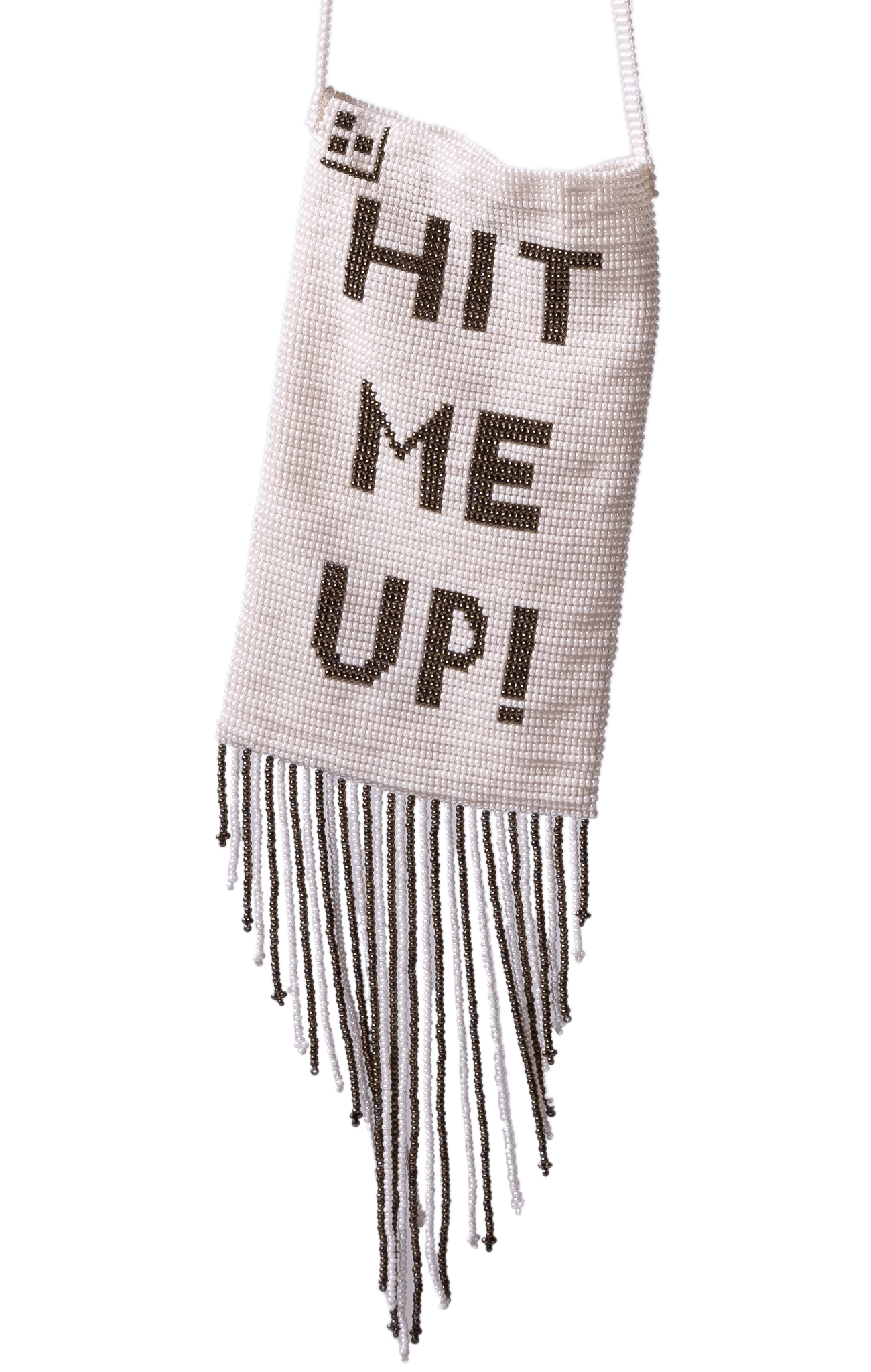 Beaded "HIT ME UP" Phone Bag