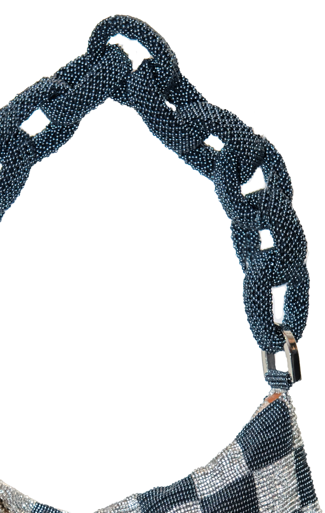 Chaquira Chain Baguette - Checkered Antracit Silver