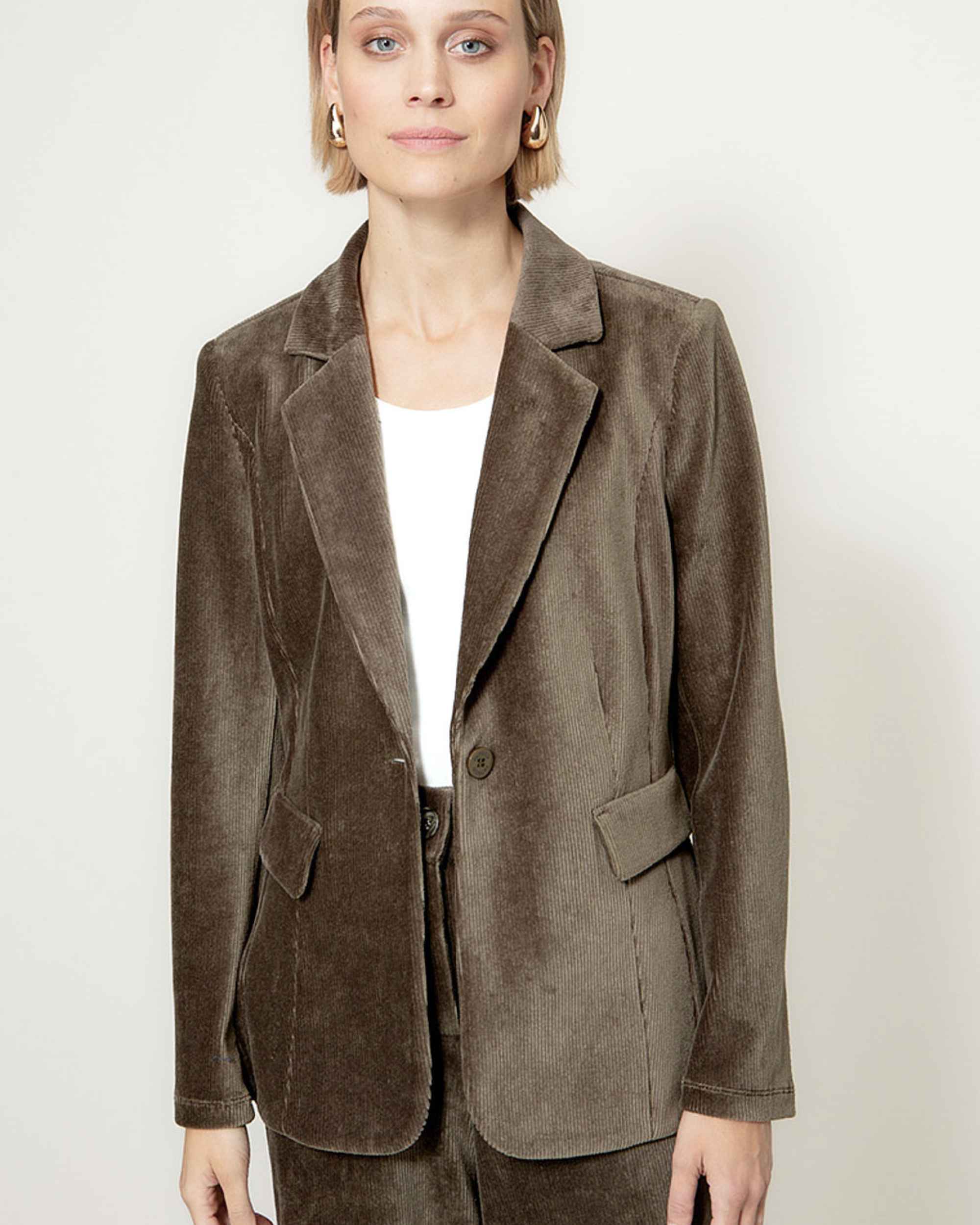 Blazer i Jersey Cord fra Catnoir, Oliven