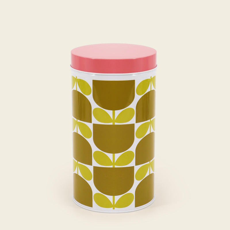 Gulgrønn blikkboks fra Orla Kiely Block Flower