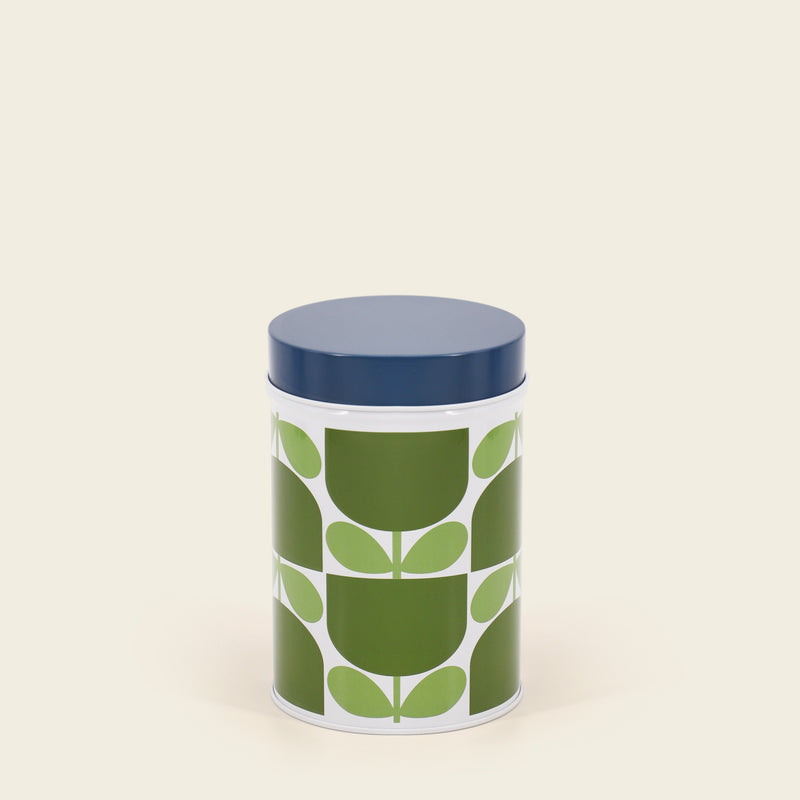 Grønn blikkboks fra orla Kiely Block Flower