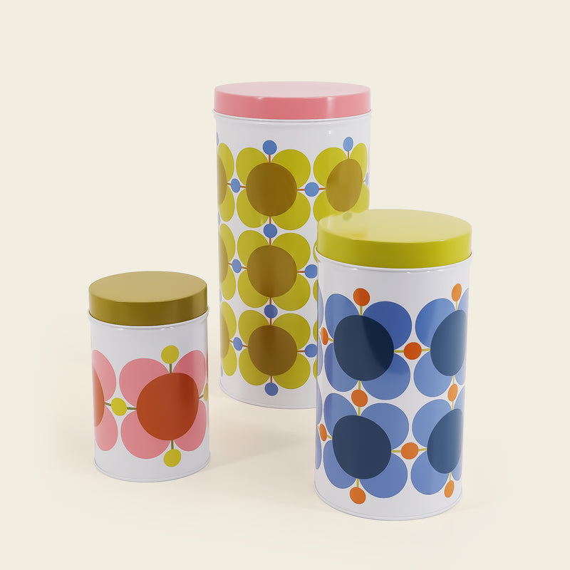 Blikkboks Atomic Flower i tre størrelser fra Orla Kiely