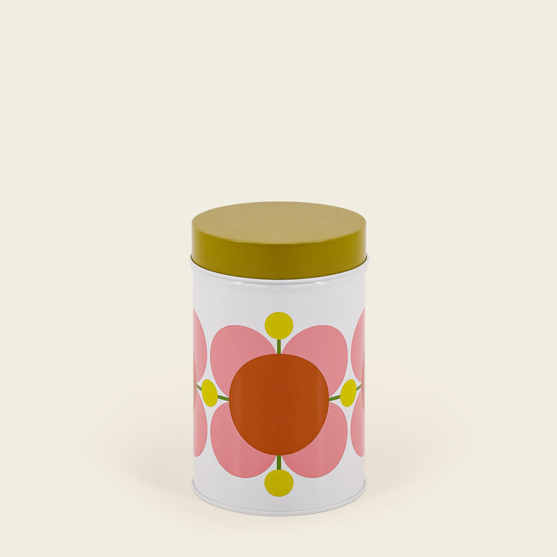 rød atomic flower blikkboks fra Orla Kiely