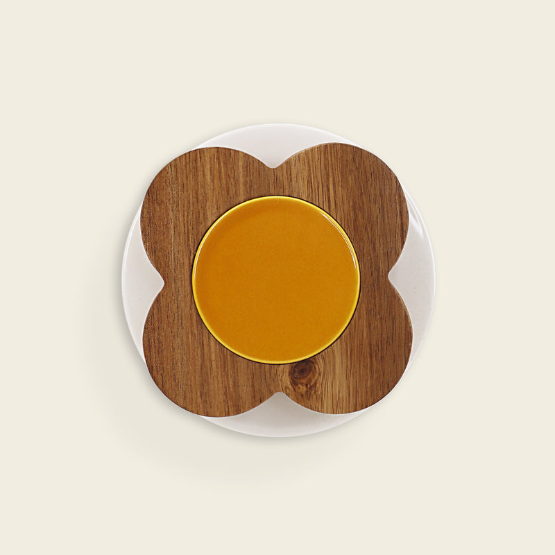 Lokket til oppbevaringskrukke Block Flower Basil fra Orla Kiely