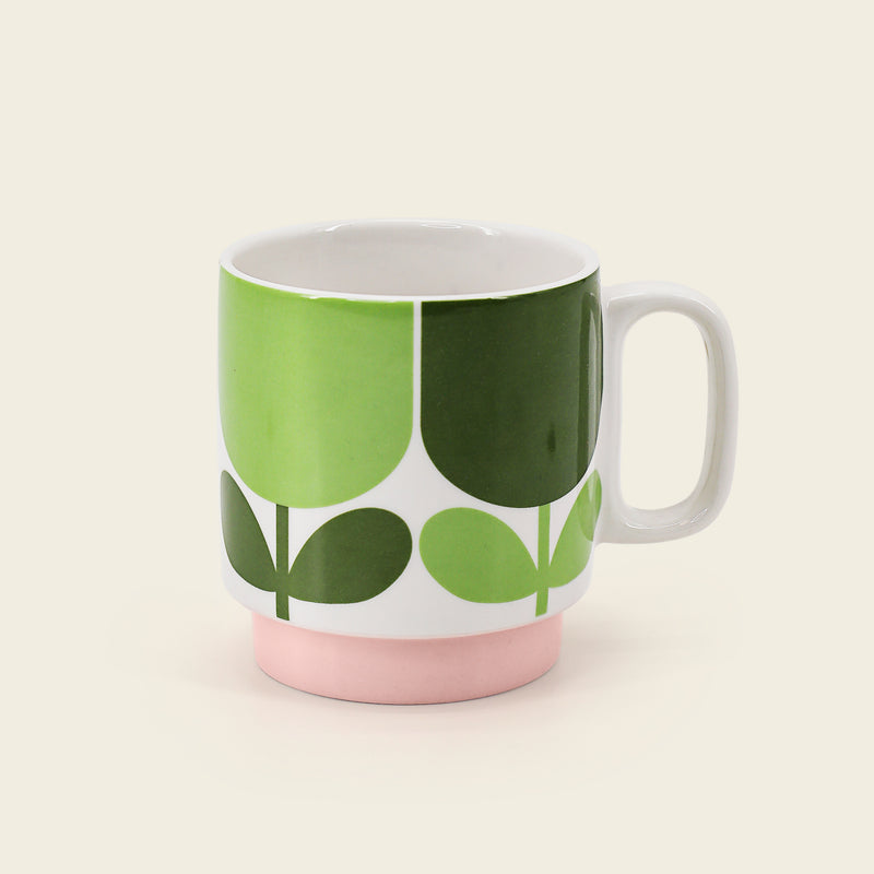 Grønn kopp fra Orla Kiely i Block FLower mønster