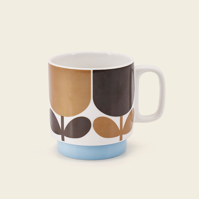 brun block flower kopp fra orla kiely