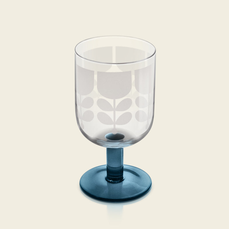 Blått vinglass fra Orla Kiely