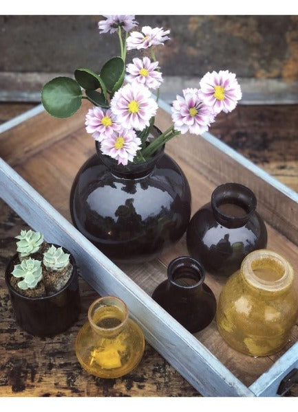 Munnblåst glass vase i mørke grønn