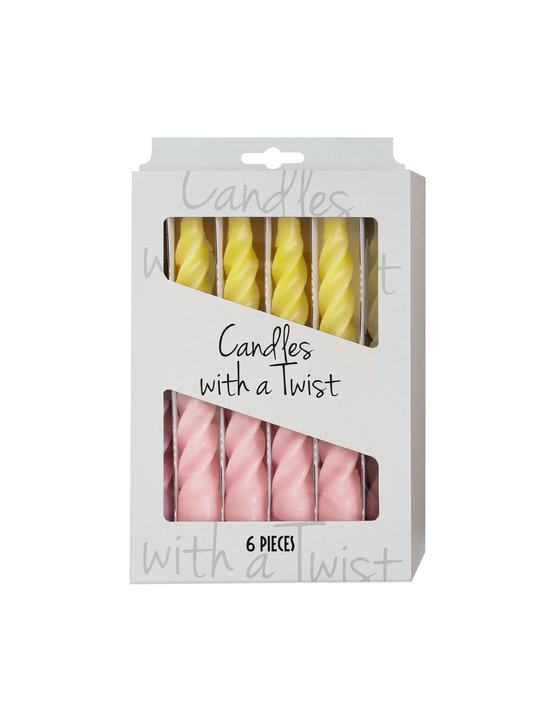 Candles with a twist i rosa, gult og med hvitt belte