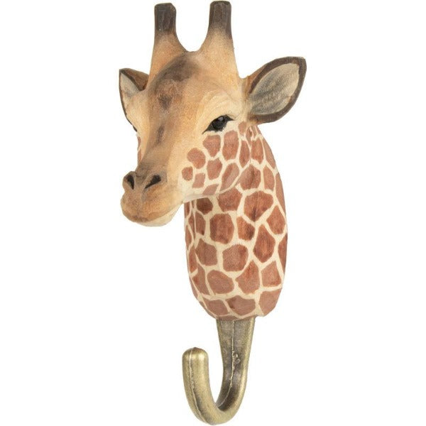 Skjønn knagg i tre med giraff hode fra Wildlifegarden