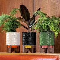 Potteskjuler med trefot fra Orla Kiely